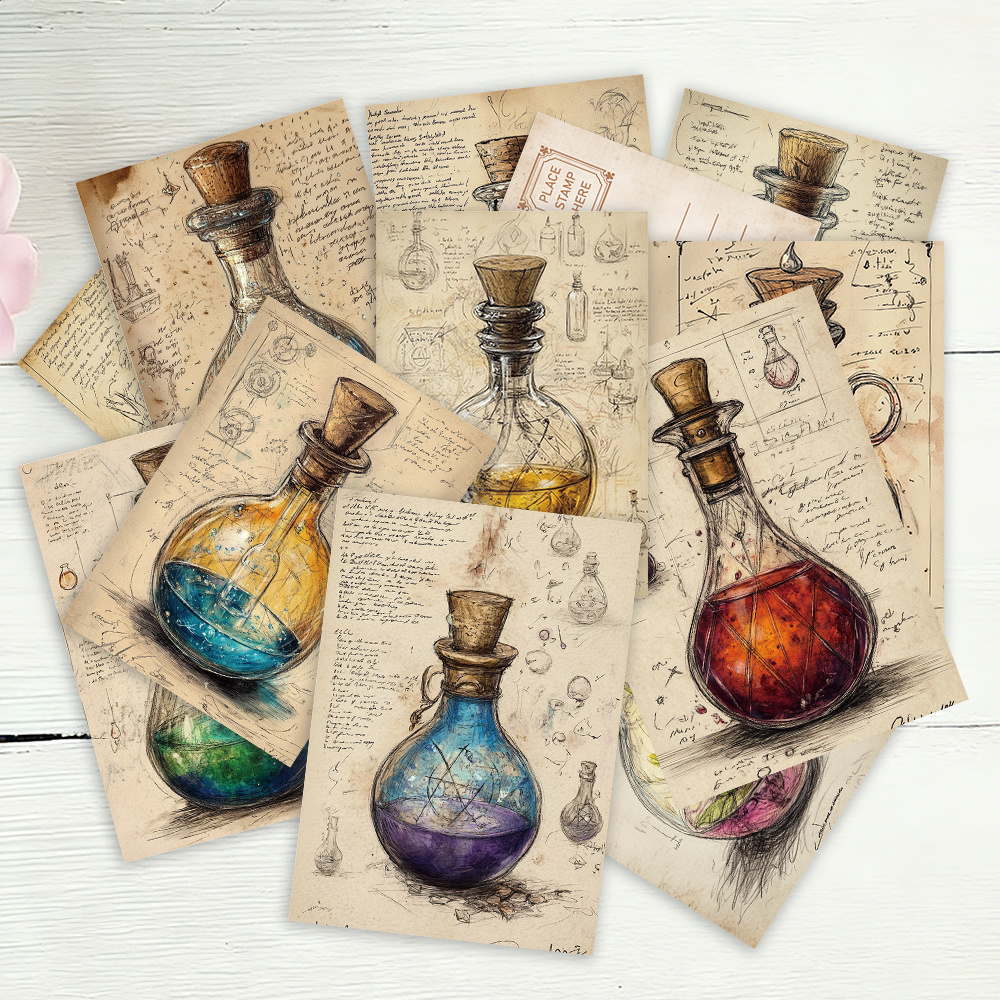 Vintage Collection - 32pcs, vintage potion bottle postcards, Birthday/Anniversary