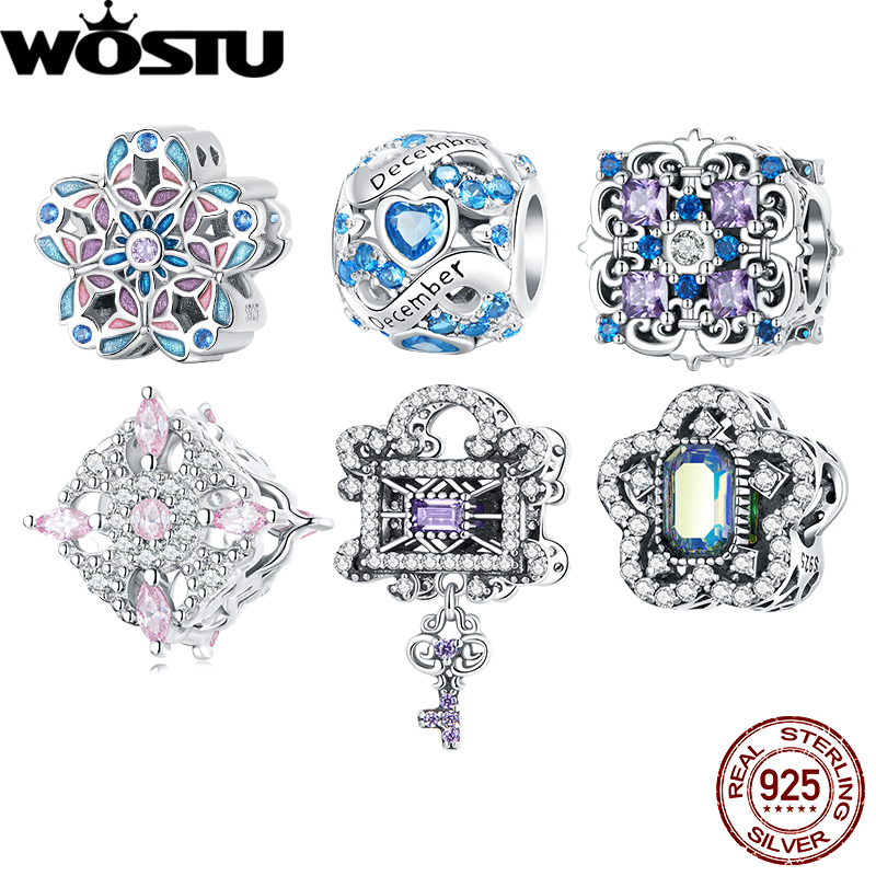 Vintage Collectible Jewelry - WOSTU 925 Sterling Silver Colorful Charms
