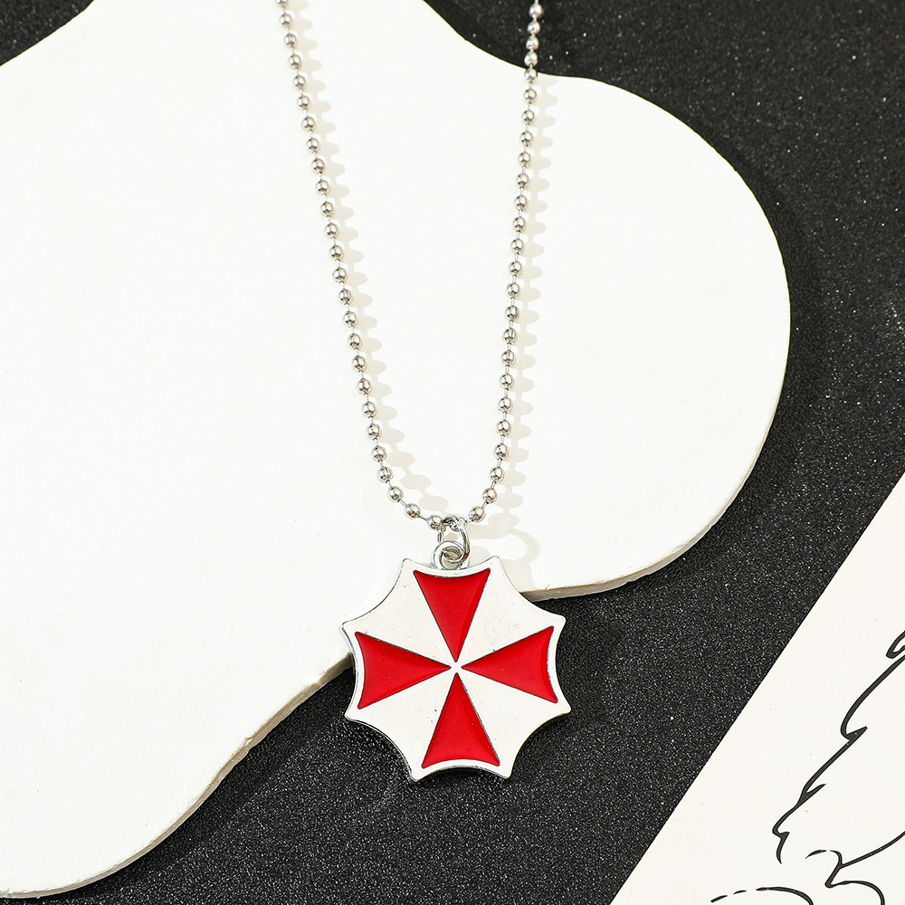 Vintage Collectible Jewelry - Vintage Fashion Red Umbrella Pendant Necklace