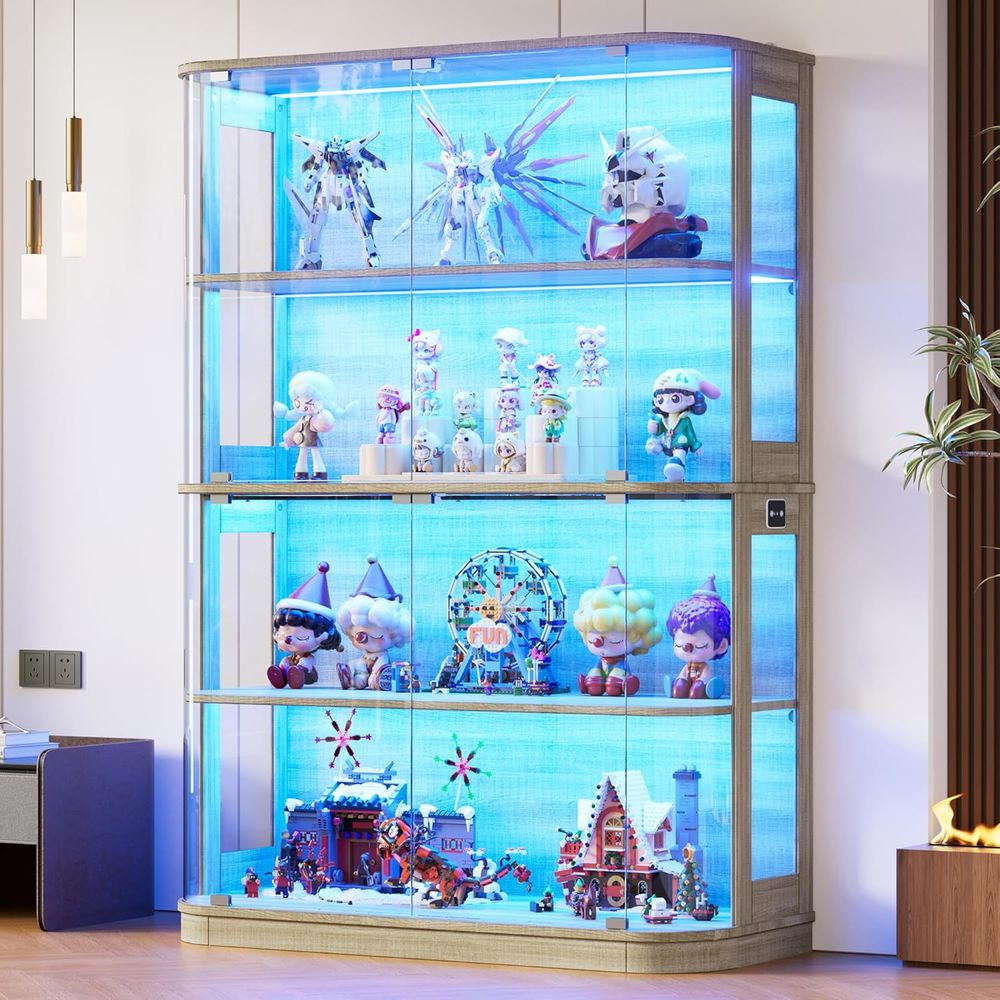 Collectible & Vintage Dolls For Wedding - 47.2 Glass-Door 4-Tier Display Cabinet with
