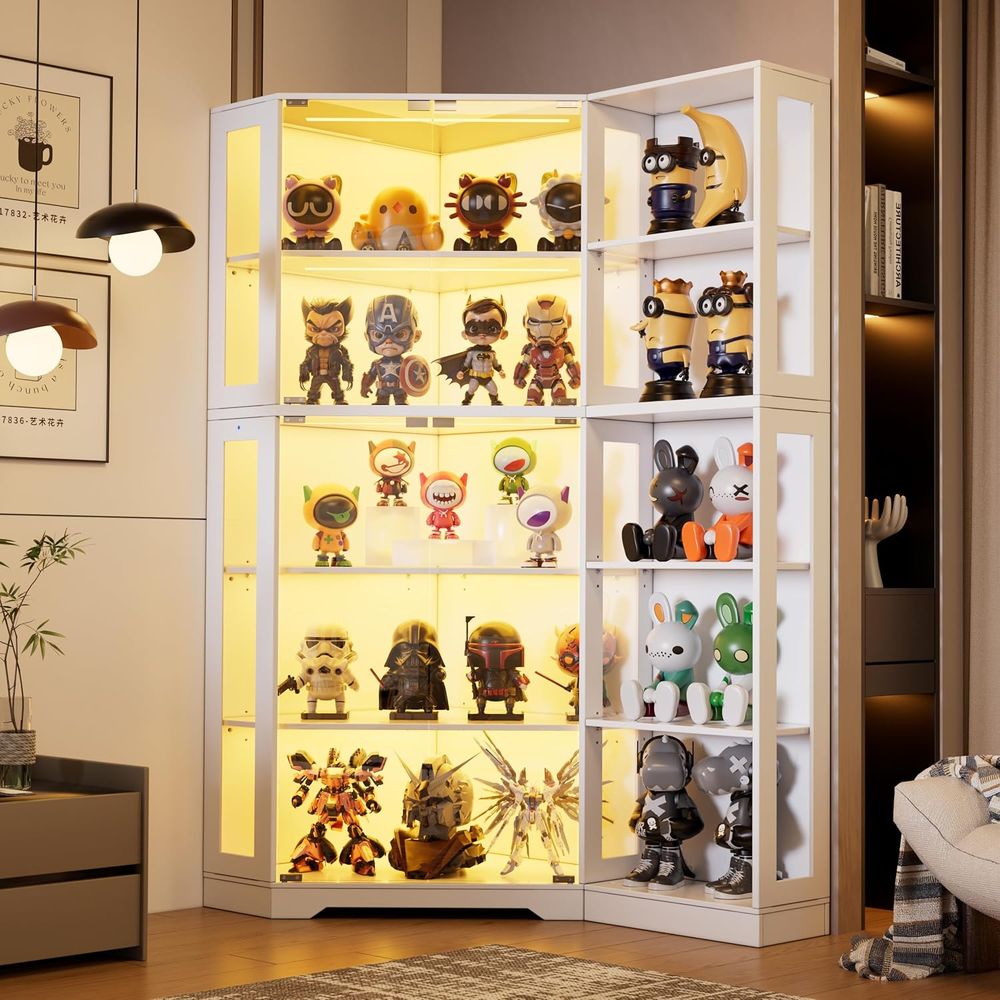 Collectible & Vintage Dolls For Wedding - 5-Tier Glass Display Cabinet with 3