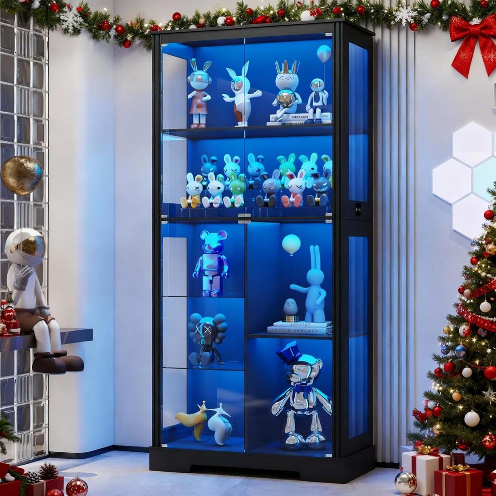 Collectible & Vintage Dolls For Wedding - 71 Illuminated Glass Curio Cabinet with