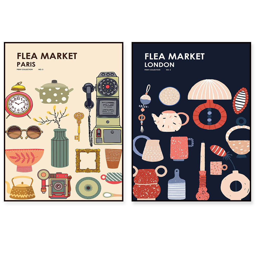 Vintage Collectible Market - Retro Flea Market Vintage Items Print