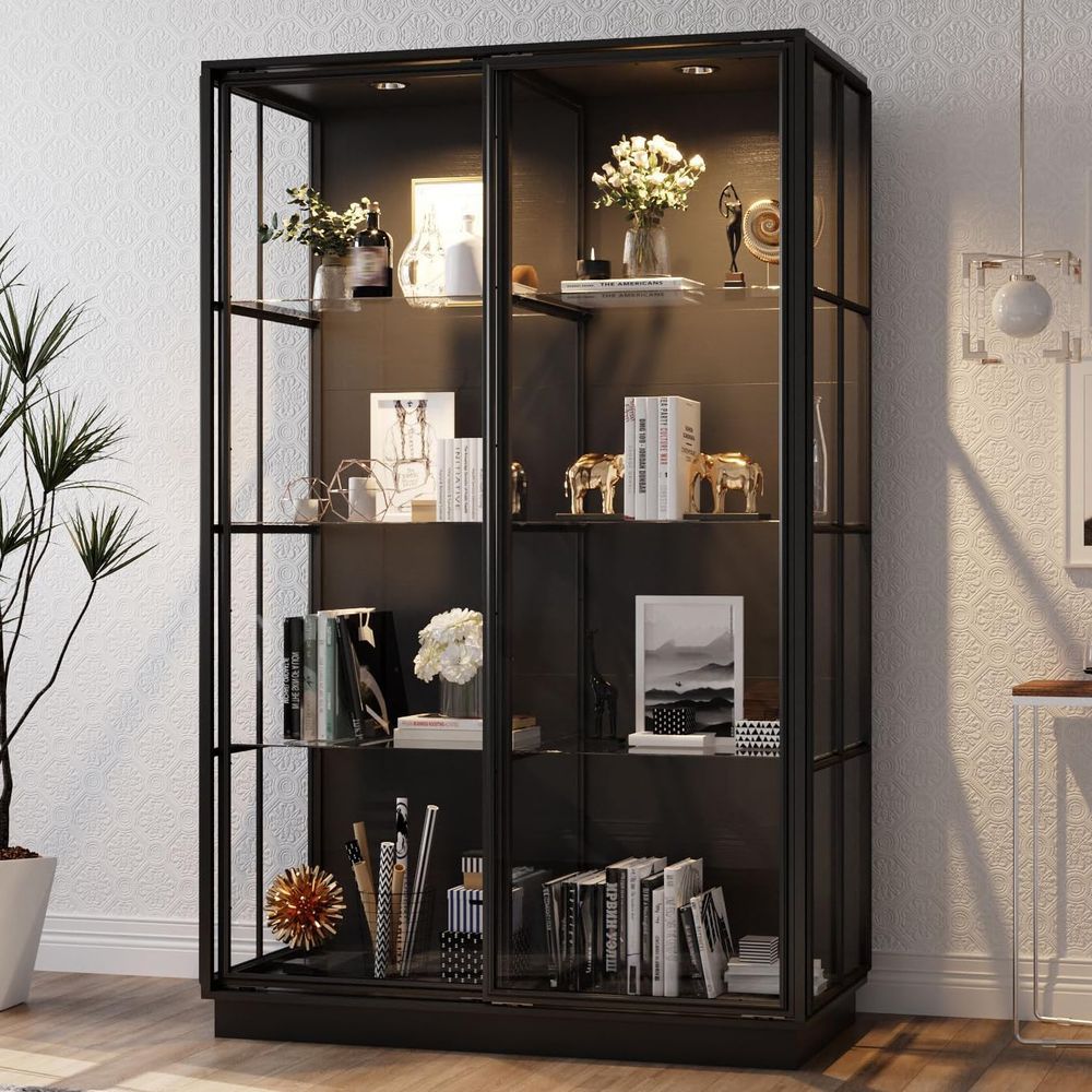 Collectible & Vintage Dolls For Wedding - Illuminated Tall Display Cabinet, 74.8 Storage
