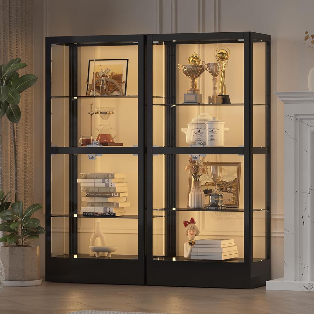 Collectible & Vintage Dolls For Wedding - 4-Sided Lockable Glass Display Cabinet with