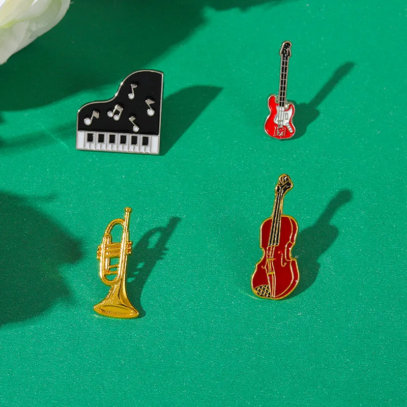 Vintage Collectible Jewelry - Musical Instrument Enamel Lapel Pin Collecting