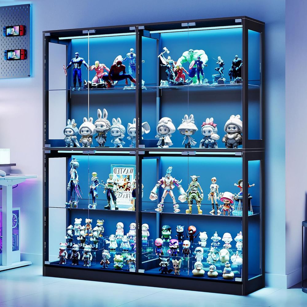 4-Tier LED-Lit Glass Shelf Cab - đánh giá và giá Collectible & Vintage Dolls For Wedding
