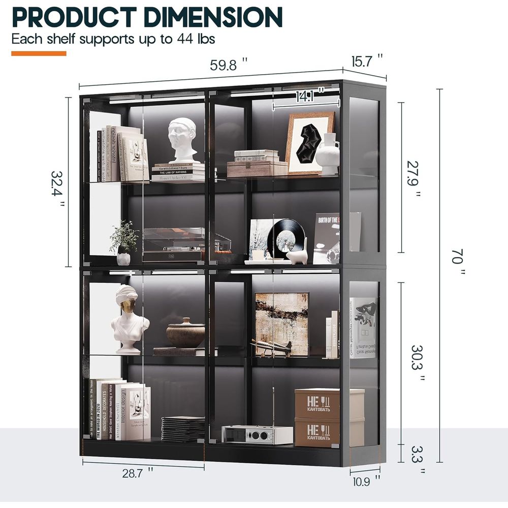 4-Tier LED-Lit Glass Shelf Cab - đánh giá và giá Collectible & Vintage Dolls For Wedding