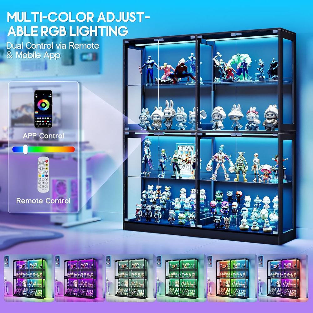 4-Tier LED-Lit Glass Shelf Cab - đánh giá và giá Collectible & Vintage Dolls For Wedding