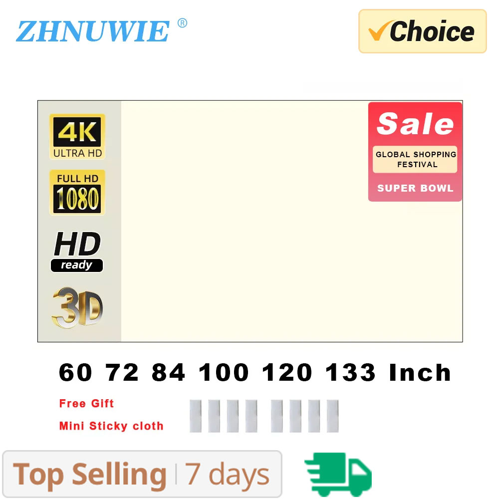 ZHNUWIE Projector Screen White - đánh giá và giá Slide Film 120