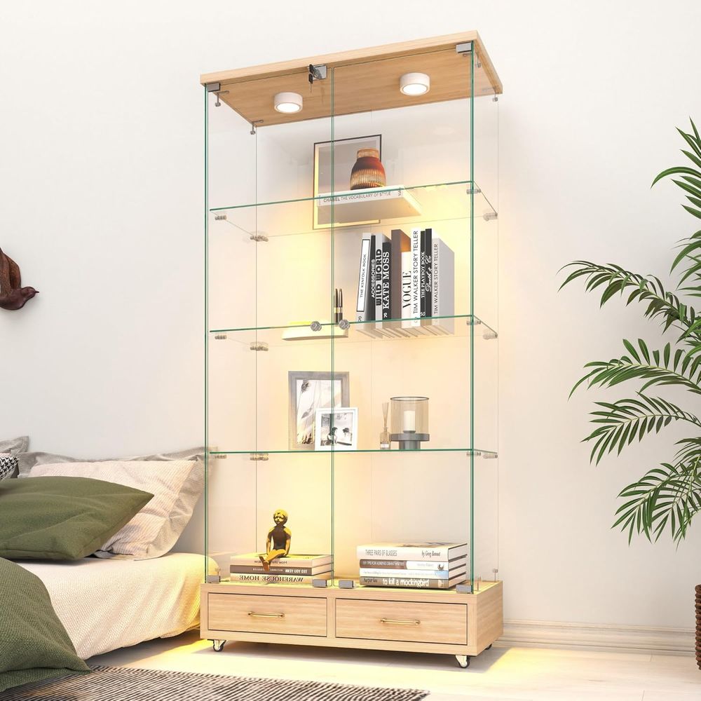 4-Tier Glass Cabinet with LED  - đánh giá và giá Collectible & Vintage Dolls For Wedding