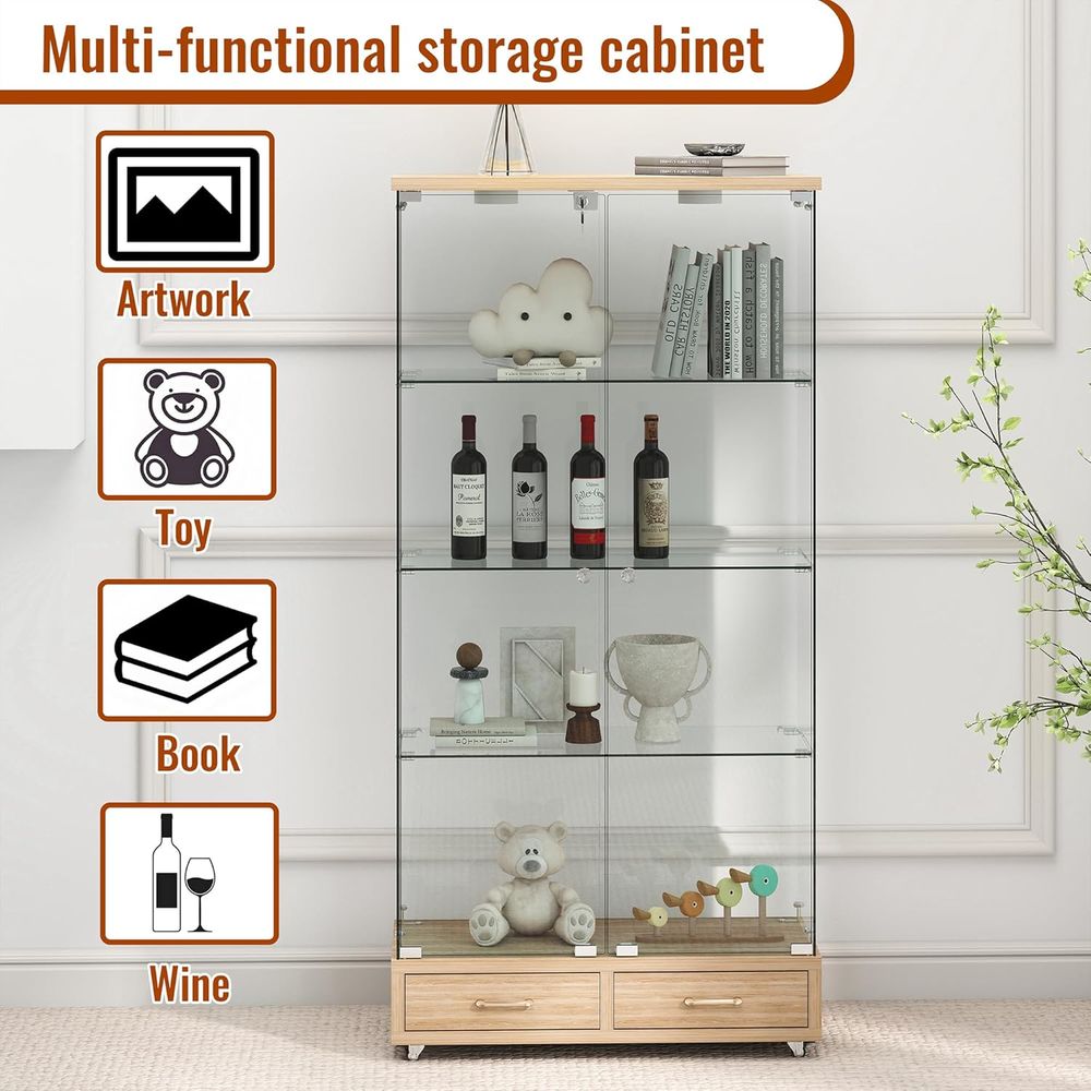 4-Tier Glass Cabinet with LED  - đánh giá và giá Collectible & Vintage Dolls For Wedding